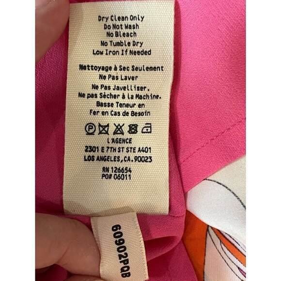 L'agence Jodie Silk Midi Slip Dress Orange Rose Abstract Swirl Womens 10 - Picture 12 of 13